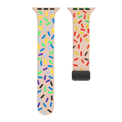 For Apple Watch 6 44mm Rainbow Dots Silicone Magnetic Black Buckle Watch Band(Pink) - Watch Bands by PMC Jewellery | Online Shopping South Africa | PMC Jewellery