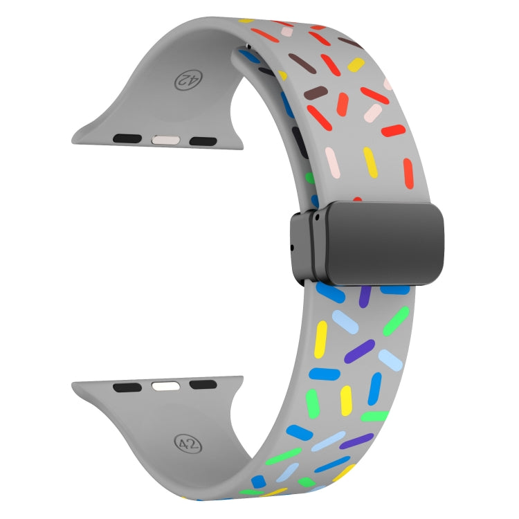 For Apple Watch 5 44mm Rainbow Dots Silicone Magnetic Black Buckle Watch Band(Gray) - Watch Bands by PMC Jewellery | Online Shopping South Africa | PMC Jewellery