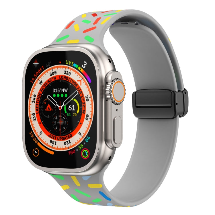 For Apple Watch 3 38mm Rainbow Dots Silicone Magnetic Black Buckle Watch Band(Gray) - Watch Bands by PMC Jewellery | Online Shopping South Africa | PMC Jewellery