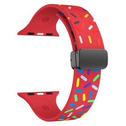 For Apple Watch 3 42mm Rainbow Dots Silicone Magnetic Black Buckle Watch Band(Red) - Watch Bands by PMC Jewellery | Online Shopping South Africa | PMC Jewellery