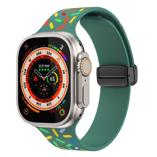 For Apple Watch 2 38mm Rainbow Dots Silicone Magnetic Black Buckle Watch Band(Green) - Watch Bands by PMC Jewellery | Online Shopping South Africa | PMC Jewellery