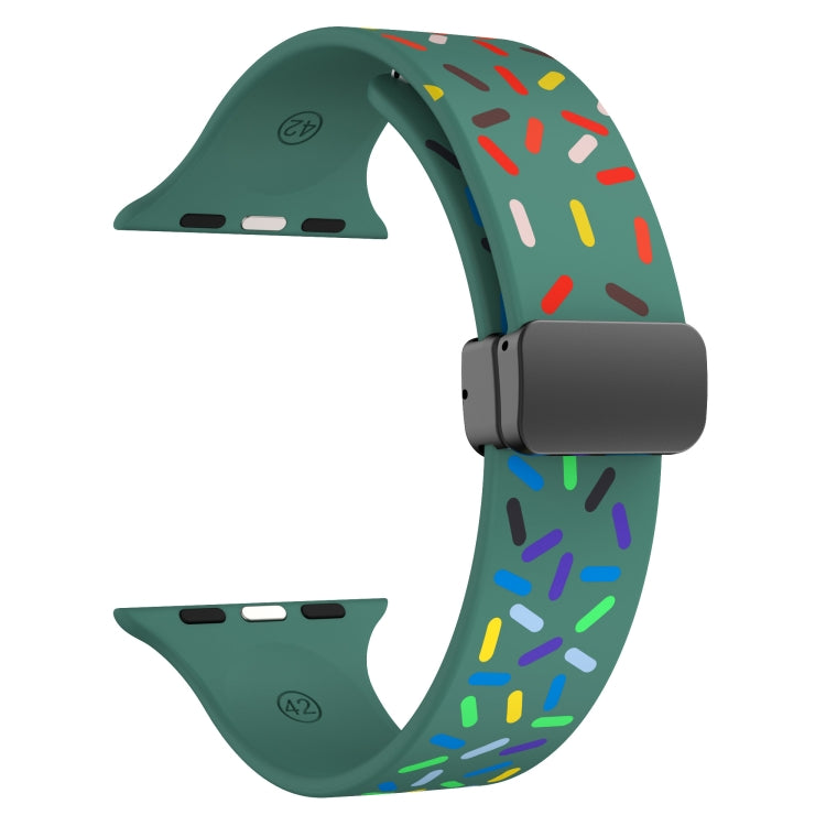 For Apple Watch 2 38mm Rainbow Dots Silicone Magnetic Black Buckle Watch Band(Green) - Watch Bands by PMC Jewellery | Online Shopping South Africa | PMC Jewellery