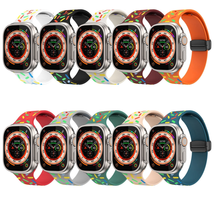 For Apple Watch 5 44mm Rainbow Dots Silicone Magnetic Black Buckle Watch Band(Gray) - Watch Bands by PMC Jewellery | Online Shopping South Africa | PMC Jewellery