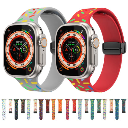 For Apple Watch 5 44mm Rainbow Dots Silicone Magnetic Black Buckle Watch Band(Gray) - Watch Bands by PMC Jewellery | Online Shopping South Africa | PMC Jewellery