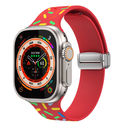 For Apple Watch Ultra 49mm Rainbow Dots Silicone Magnetic Buckle Watch Band(Red) - Watch Bands by PMC Jewellery | Online Shopping South Africa | PMC Jewellery