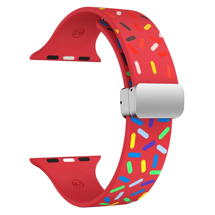 For Apple Watch Ultra 49mm Rainbow Dots Silicone Magnetic Buckle Watch Band(Red) - Watch Bands by PMC Jewellery | Online Shopping South Africa | PMC Jewellery