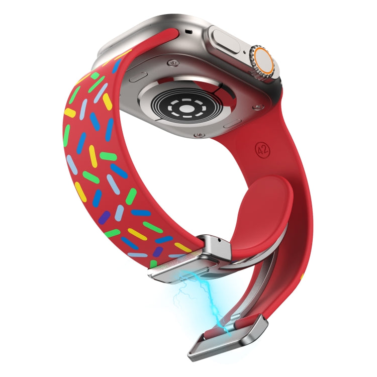 For Apple Watch Ultra 49mm Rainbow Dots Silicone Magnetic Buckle Watch Band(Red) - Watch Bands by PMC Jewellery | Online Shopping South Africa | PMC Jewellery