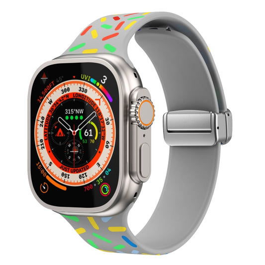 For Apple Watch Ultra 49mm Rainbow Dots Silicone Magnetic Buckle Watch Band(Gray) - Watch Bands by PMC Jewellery | Online Shopping South Africa | PMC Jewellery