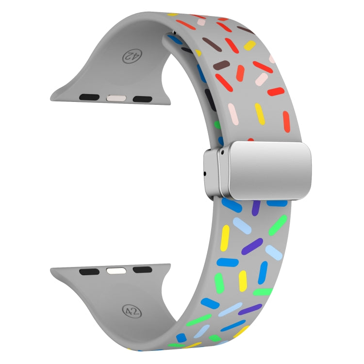 For Apple Watch Ultra 49mm Rainbow Dots Silicone Magnetic Buckle Watch Band(Gray) - Watch Bands by PMC Jewellery | Online Shopping South Africa | PMC Jewellery