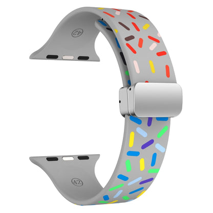 For Apple Watch Ultra 49mm Rainbow Dots Silicone Magnetic Buckle Watch Band(Gray) - Watch Bands by PMC Jewellery | Online Shopping South Africa | PMC Jewellery