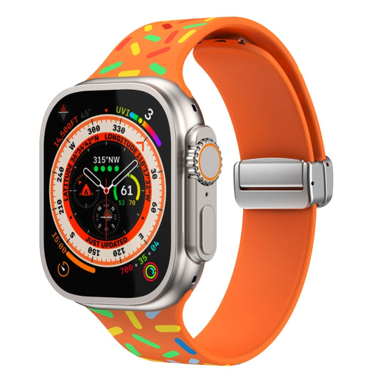 For Apple Watch SE 2022 44mm Rainbow Dots Silicone Magnetic Buckle Watch Band(Orange) - Watch Bands by PMC Jewellery | Online Shopping South Africa | PMC Jewellery