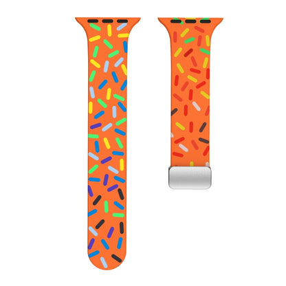 For Apple Watch SE 2022 44mm Rainbow Dots Silicone Magnetic Buckle Watch Band(Orange) - Watch Bands by PMC Jewellery | Online Shopping South Africa | PMC Jewellery