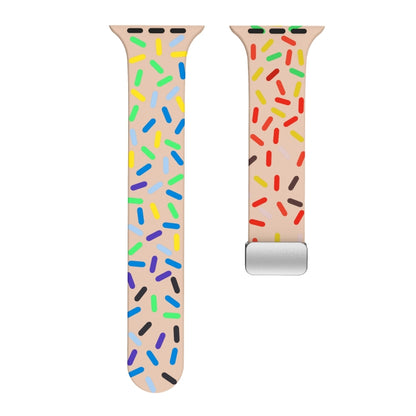 For Apple Watch SE 2022 44mm Rainbow Dots Silicone Magnetic Buckle Watch Band(Pink) - Watch Bands by PMC Jewellery | Online Shopping South Africa | PMC Jewellery