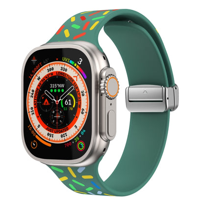 For Apple Watch SE 2022 44mm Rainbow Dots Silicone Magnetic Buckle Watch Band(Green) - Watch Bands by PMC Jewellery | Online Shopping South Africa | PMC Jewellery