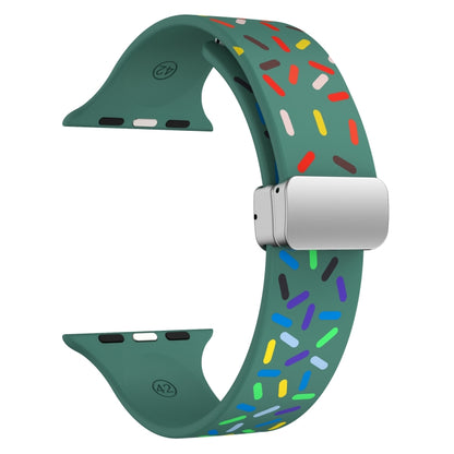 For Apple Watch SE 2022 44mm Rainbow Dots Silicone Magnetic Buckle Watch Band(Green) - Watch Bands by PMC Jewellery | Online Shopping South Africa | PMC Jewellery