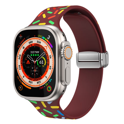 For Apple Watch 7 41mm Rainbow Dots Silicone Magnetic Buckle Watch Band(Wine) - Watch Bands by PMC Jewellery | Online Shopping South Africa | PMC Jewellery