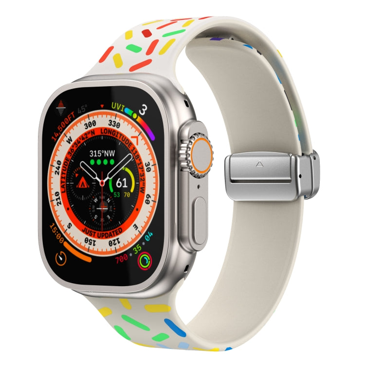 For Apple Watch SE 40mm Rainbow Dots Silicone Magnetic Buckle Watch Band(Starlight Color) - Watch Bands by PMC Jewellery | Online Shopping South Africa | PMC Jewellery