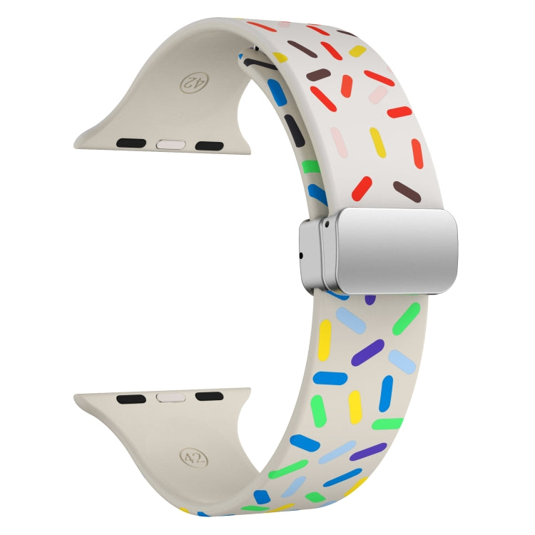 For Apple Watch SE 40mm Rainbow Dots Silicone Magnetic Buckle Watch Band(Starlight Color) - Watch Bands by PMC Jewellery | Online Shopping South Africa | PMC Jewellery