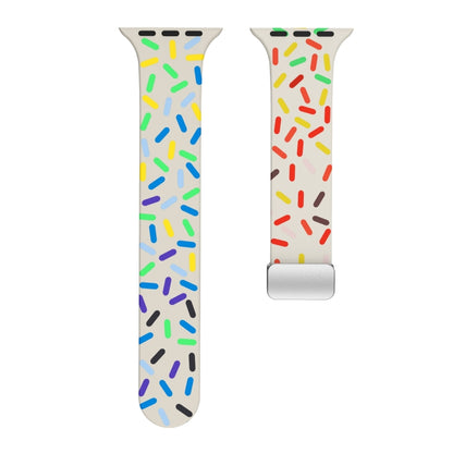 For Apple Watch SE 40mm Rainbow Dots Silicone Magnetic Buckle Watch Band(Starlight Color) - Watch Bands by PMC Jewellery | Online Shopping South Africa | PMC Jewellery