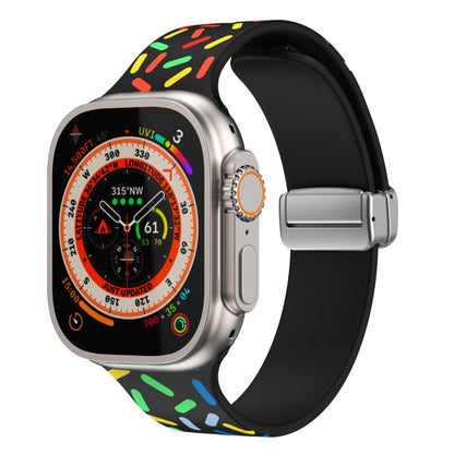 For Apple Watch 4 40mm Rainbow Dots Silicone Magnetic Buckle Watch Band(Black) - Watch Bands by PMC Jewellery | Online Shopping South Africa | PMC Jewellery