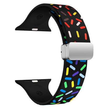 For Apple Watch 4 40mm Rainbow Dots Silicone Magnetic Buckle Watch Band(Black) - Watch Bands by PMC Jewellery | Online Shopping South Africa | PMC Jewellery