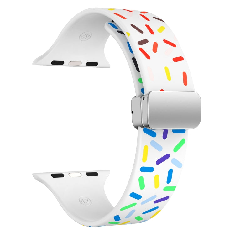 For Apple Watch 2 38mm Rainbow Dots Silicone Magnetic Buckle Watch Band(White) - Watch Bands by PMC Jewellery | Online Shopping South Africa | PMC Jewellery