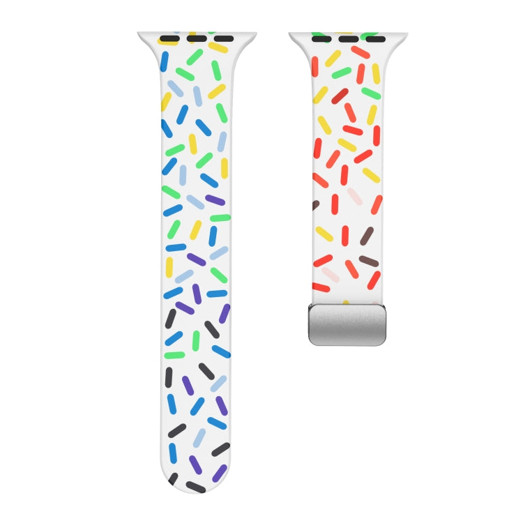 For Apple Watch 2 38mm Rainbow Dots Silicone Magnetic Buckle Watch Band(White) - Watch Bands by PMC TechLife | Online Shopping South Africa | PMC TechLife