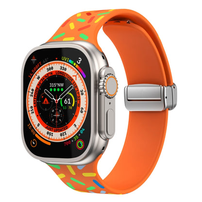 For Apple Watch 38mm Rainbow Dots Silicone Magnetic Buckle Watch Band(Orange) - Watch Bands by PMC Jewellery | Online Shopping South Africa | PMC Jewellery