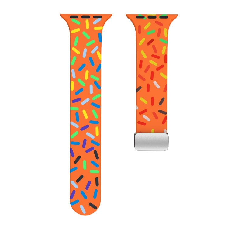 For Apple Watch 38mm Rainbow Dots Silicone Magnetic Buckle Watch Band(Orange) - Watch Bands by PMC Jewellery | Online Shopping South Africa | PMC Jewellery