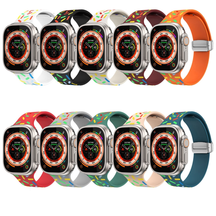 For Apple Watch 38mm Rainbow Dots Silicone Magnetic Buckle Watch Band(White) - Watch Bands by PMC Jewellery | Online Shopping South Africa | PMC Jewellery