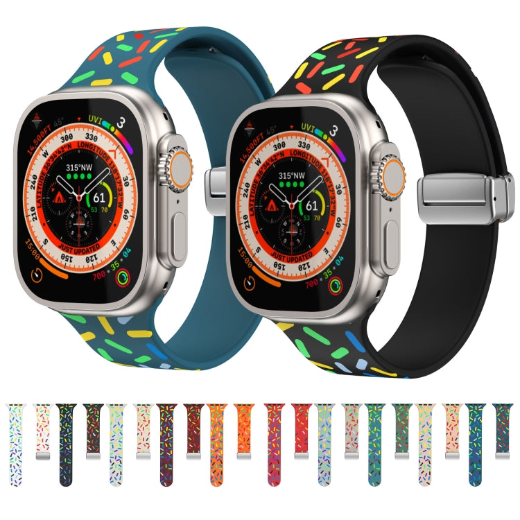 For Apple Watch 2 38mm Rainbow Dots Silicone Magnetic Buckle Watch Band(Gray) - Watch Bands by PMC TechLife | Online Shopping South Africa | PMC TechLife