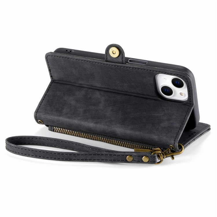 For iPhone 12 Pro Max Geometric Zipper Wallet Side Buckle Leather Phone Case(Black) - free shipping - PMC TechLife - Order now!