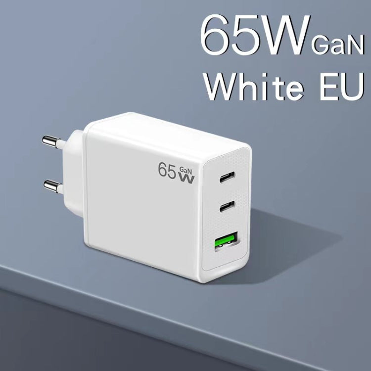 GaN PD65W Type-C x 2 + USB3.0 Laptop Adapter ,EU Plug(White) - free shipping - PMC Jewellery - Order now!