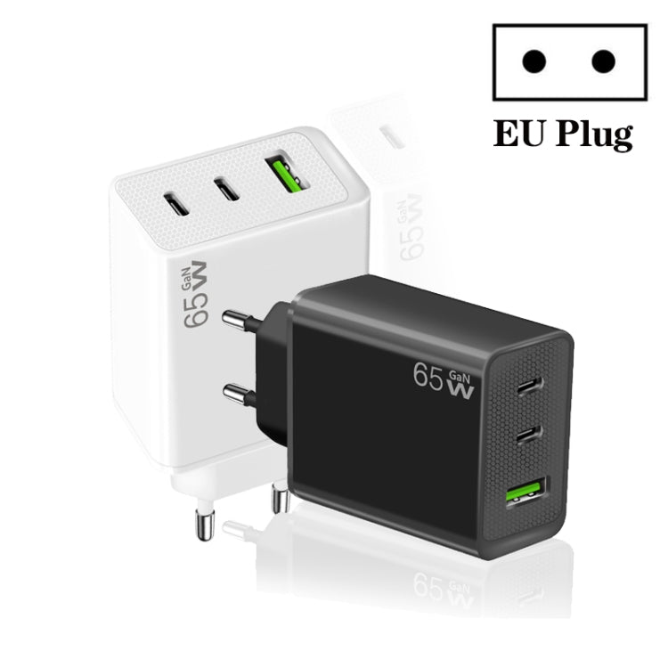 GaN PD65W Type-C x 2 + USB3.0 Laptop Adapter ,EU Plug(White) - free shipping - PMC Jewellery - Order now!