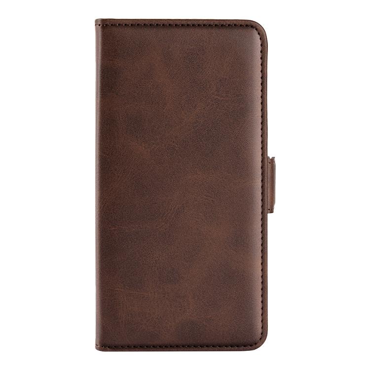 For iPhone 16e Dual-side Magnetic Buckle Horizontal Flip Leather Phone Case(Brown) - iPhone 16e Cases by PMC TechLife | Online Shopping South Africa | PMC TechLife | Buy Now Pay Later Mobicred