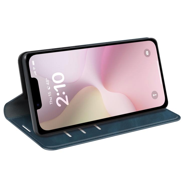 For iPhone 16e Retro-skin  Magnetic Suction Leather Phone Case(Dark Blue) - iPhone 16e Cases by PMC TechLife | Online Shopping South Africa | PMC TechLife | Buy Now Pay Later Mobicred