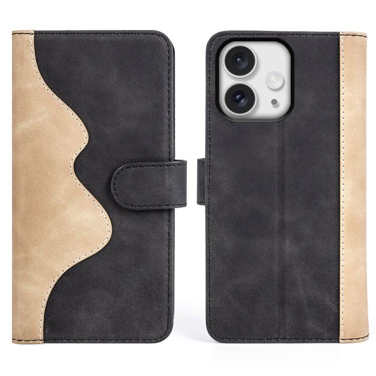 For iPhone 16 Pro Stitching Horizontal Flip Leather Phone Case(Black) - iPhone 16 Pro Cases by PMC TechLife | Online Shopping South Africa | PMC TechLife | Buy Now Pay Later Mobicred