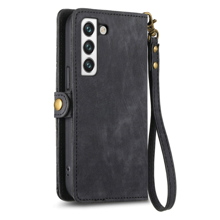 For Samsung Galaxy S22 5G Geometric Zipper Wallet Side Buckle Leather Phone Case(Black) - free shipping - PMC TechLife - Order now!