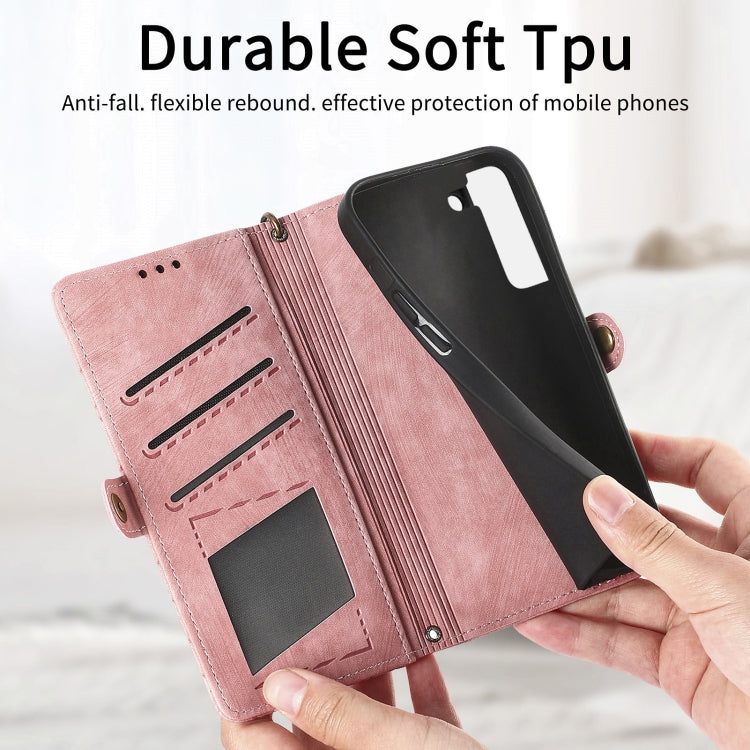 For Samsung Galaxy S20 Geometric Zipper Wallet Side Buckle Leather Phone Case(Pink) - free shipping - PMC TechLife - Order now!