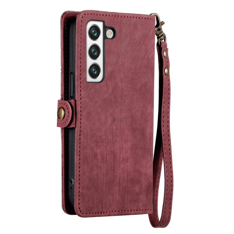 For Samsung Galaxy Note20 Geometric Zipper Wallet Side Buckle Leather Phone Case(Red) - free shipping - PMC TechLife - Order now!