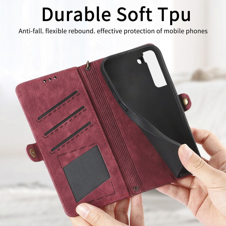 For Samsung Galaxy Note20 Geometric Zipper Wallet Side Buckle Leather Phone Case(Red) - free shipping - PMC TechLife - Order now!