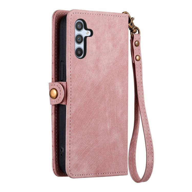 For Samsung Galaxy A30 Geometric Zipper Wallet Side Buckle Leather Phone Case(Pink) - free shipping - PMC TechLife - Order now!