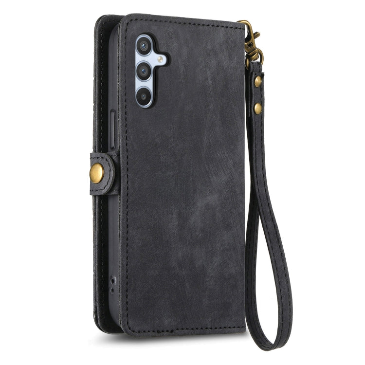 For Samsung Galaxy A41 Geometric Zipper Wallet Side Buckle Leather Phone Case(Black) - free shipping - PMC TechLife - Order now!