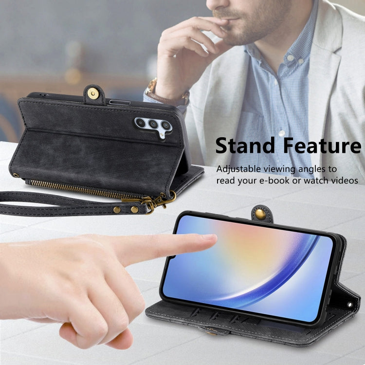 For Samsung Galaxy A41 Geometric Zipper Wallet Side Buckle Leather Phone Case(Black) - free shipping - PMC TechLife - Order now!