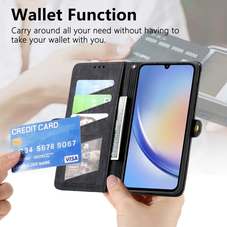 For Samsung Galaxy A21S Geometric Zipper Wallet Side Buckle Leather Phone Case(Black) - free shipping - PMC TechLife - Order now!