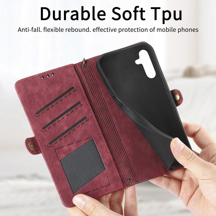 For Samsung Galaxy A72 Geometric Zipper Wallet Side Buckle Leather Phone Case(Red) - free shipping - PMC TechLife - Order now!