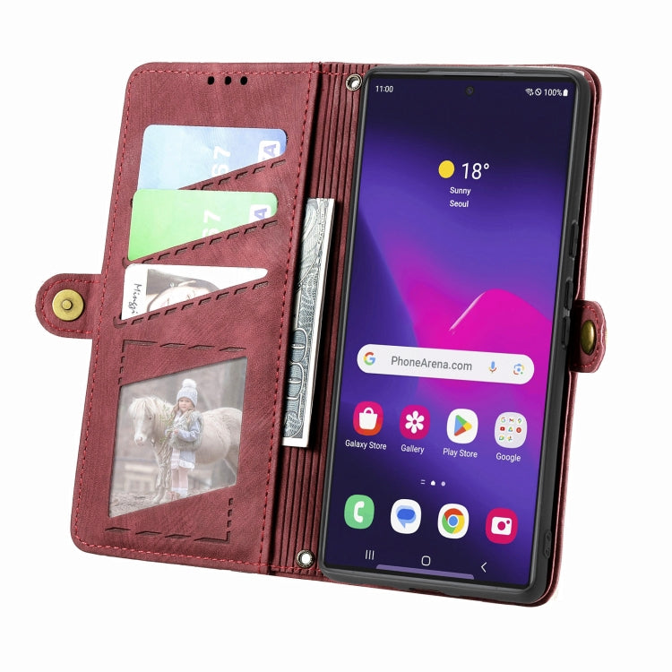 For Samsung Galaxy S25 Ultra 5G Geometric Zipper Wallet Side Buckle Leather Phone Case(Red) - Galaxy S25 Ultra 5G Cases by PMC Jewellery | Online Shopping South Africa | PMC Jewellery | Buy Now Pay Later Mobicred