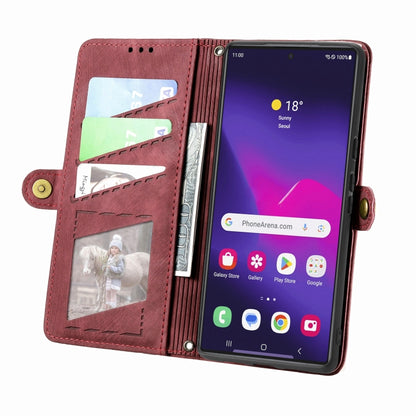 For Samsung Galaxy S25 Ultra 5G Geometric Zipper Wallet Side Buckle Leather Phone Case(Red) - Galaxy S25 Ultra 5G Cases by PMC Jewellery | Online Shopping South Africa | PMC Jewellery | Buy Now Pay Later Mobicred