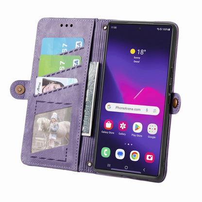 For Samsung Galaxy S25 Ultra 5G Geometric Zipper Wallet Side Buckle Leather Phone Case(Purple) - Galaxy S25 Ultra 5G Cases by PMC Jewellery | Online Shopping South Africa | PMC Jewellery | Buy Now Pay Later Mobicred