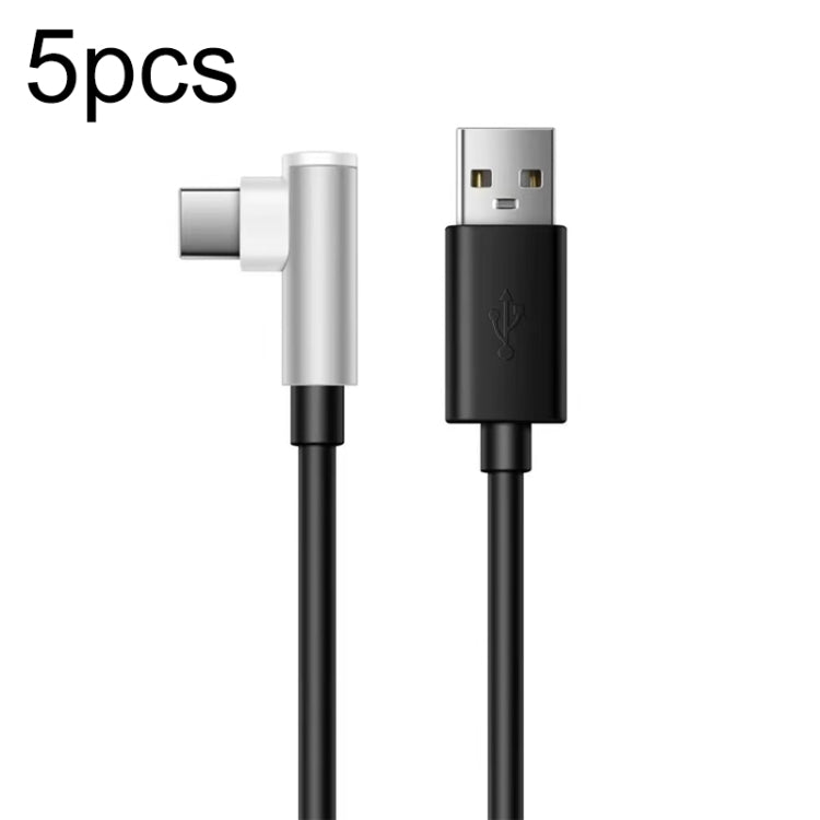 5pcs XJ-94 1m USB to Type-C Elbow Fast Charging Data Cable for Samsung and Other Phone(Black) - USB-C & Type-C Cable by PMC Jewellery | Online Shopping South Africa | PMC Jewellery